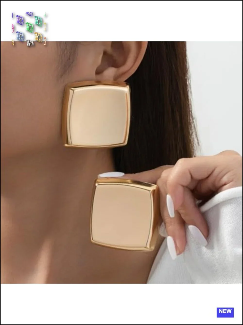 Chunky Geometric Statement Stud Earrings, Hypoallergenic Metal